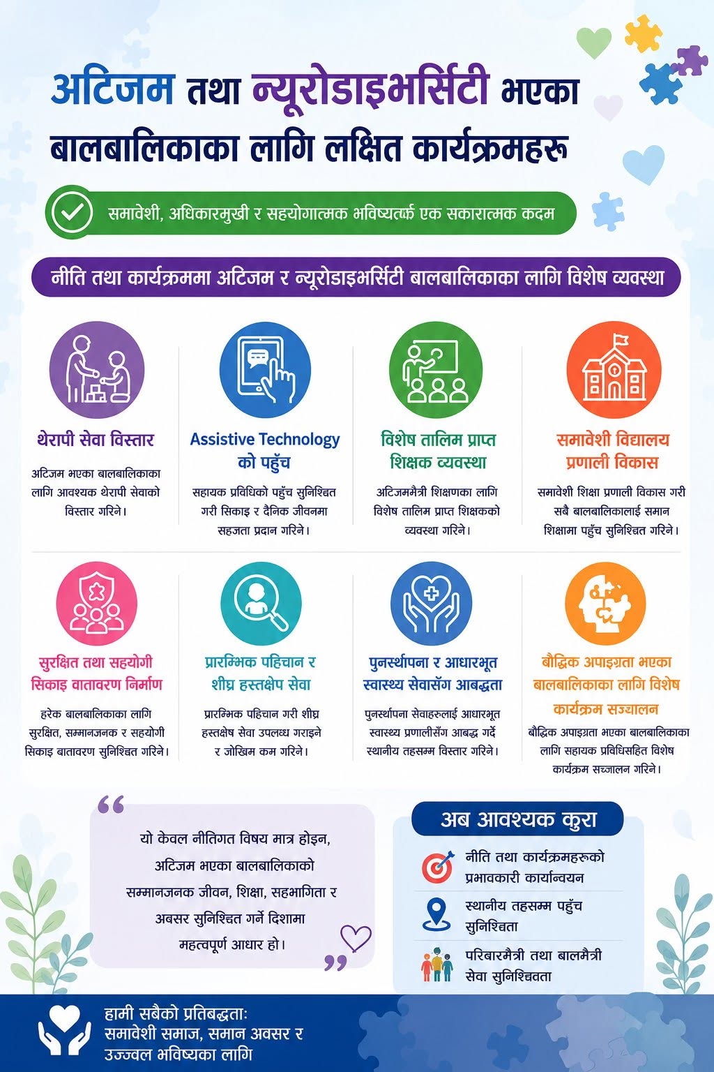 Policy graphic outlining targeted programs for autistic and neurodivergent children